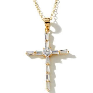 Absolute Round Baguette Cross Pendant, 18 In Chain   1.55ct