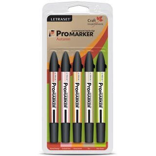 Letraset ProMarker Permanent Twin Tip Marker 5 pack   Autumn