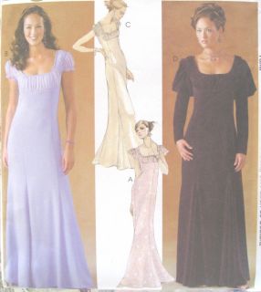 Misses Lined Evening Dress Sewing Pattern Princess Seams Yokes Godets