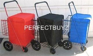  Jumbo Extra Double Basket Folding Cart Storage Laundry Strong