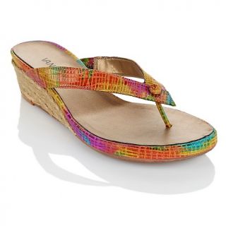 VANELi Printed Leather Rope Wedge Thong Sandal