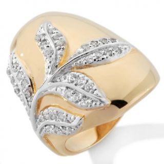 Jewelry Rings Novelty Technibond® .78ct CZ 2 Tone Leaf Ring