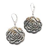 Designs by Turia Mother of Pearl Sterling Silver Rose Earrings at