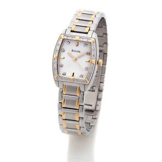 Bulova Ladies 2 Tone Tonneau Case 2.16ct Diamond Bracelet Watch with
