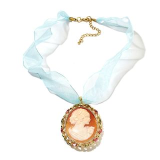 Amedeo NYC Amedeo NYC® Pink and Green CZ 45mm Cornelian Cameo