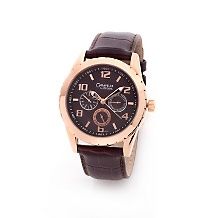 caravelle unisex rosetone brown leather watch $ 89 95