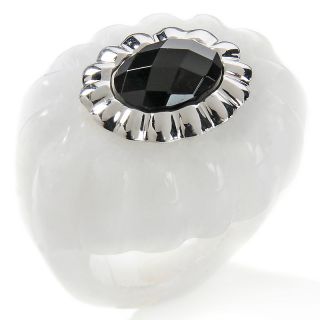 Sonoma Studios White Quartzite Black Agate Sterling Silver Ring