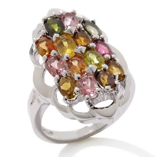 Multi Color Tourmaline Sterling Silver Ring   2.94ct