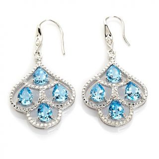 21ct Blue Topaz and Diamond Sterling Silver Drop Earrings