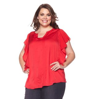Fashion Tops Blouses Queen Collection Cascading Ruffle Sleeve Top