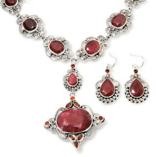 Bali Designs by Robert Manse Red Corundum Sterling Silver Necklace and