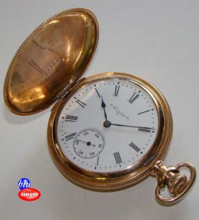 Antique ELGIN 14K GF Keystone J Boss Hunter Case Pocket Watch