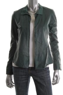 Elie Tahari New Carmen Green Leather Lined Open Front Jacket M BHFO