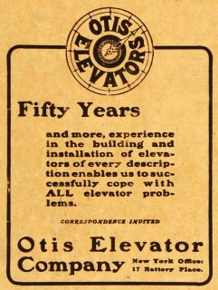 1905 Ad Fifty Years Elisha Otis Elevator Eiffel Tower Engineering