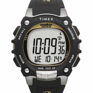 Timex Mens Traditional Ironman 100 Lap Black and Silvertone Resin