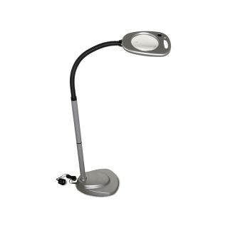 107 8291 mighty bright led floor light and magnifier grey and black