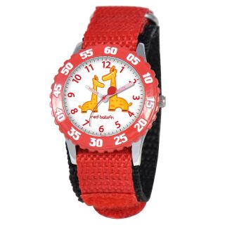 111 7967 red balloon kid s stainless steel time teacher watch red