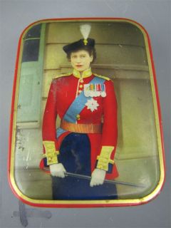 Vintage 1950s Queen Elizabeth II Military Uniform Tin