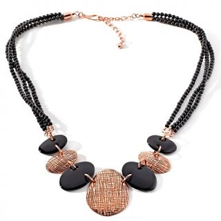 Jay King 3 Row Black Agate and Copper Station Necklace at