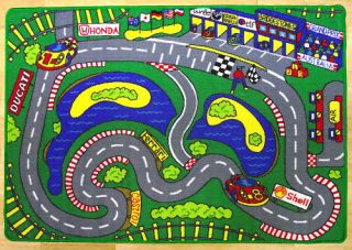 Grand Prix Car Race Track Kids Rug 94x133 Non Slip New