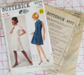 Vtg 1960s Butterick Pattern 4577 Misses Jean Muir Dress Bust 34 Size