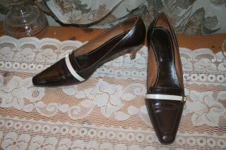 CLASSY BROOKS BROTHERS Stack Heels Pumps Brown Shoes uk 8 5 us 10 10 5