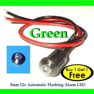 12V Green Flashing Dummy Fake Car Alarm LED Light Dash Mount Plastic