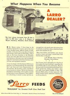 50s Larro Feeds Meyers Hatchery Ellendale ND Ad Farm