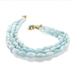 CL by Design Milky Aquamarine Necklace with Decorative Goldtone Clasp