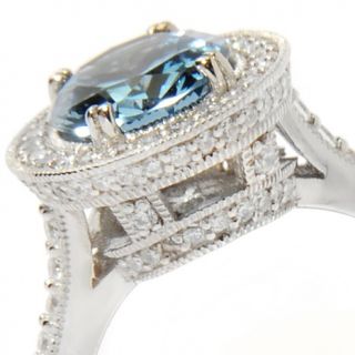 LAURA M. 3.28ct Absolute™ Aquamarine Simulant Pavé Frame Ring at