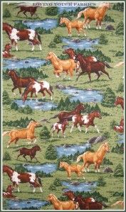  Western Southwestern Mixed Horses Fabric by The Yard 36x44