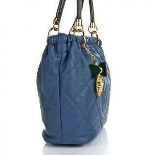 Sharif Quilted Logo Tote with Patent Leather Handles