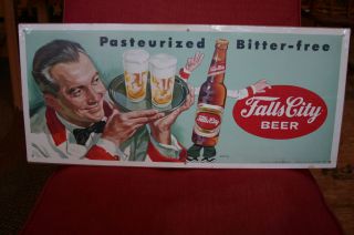  Falls City Beer Cardboard Sign