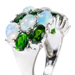Ethiopian Opal and Chrome Diopside Sterling Silver Cluster Ring