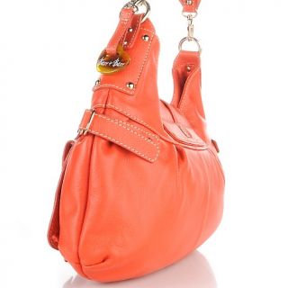 Barr + Barr Pleated Leather Hobo with Front Pockets