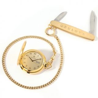 967 132 bulova goldtone pocket watch with pocket knife rating 3 $ 199