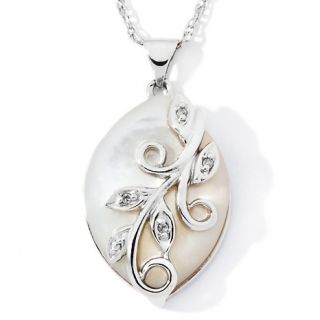 148 302 mother of pearl diamond accented floral sterling silver