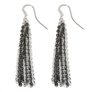 145 661 la dea bendata black curtain sterling silver tassel earrings