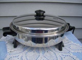 Saladmaster Stainless Steel Oil Core 11 Electric Skillet w Vapo Lid
