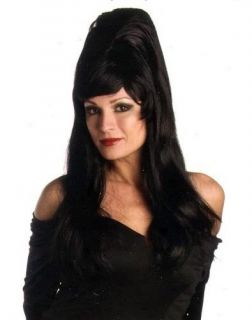 Long Black Beehive Wig Costume Halloween Elvira Witch Drag