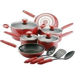 Farberware Silverstone Culinary Colors 13 Piece Cookware Set Red