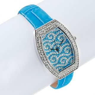 155 888 absolute tonneau shape pave waves dial strap watch note