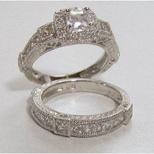 25ct Antique Estate Style Wedding Engagement Ring Set 7