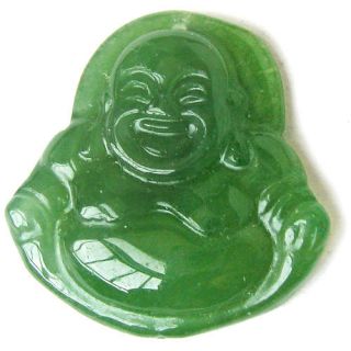 Tibetan Delicately Carved Emerald Jade Happy Buddha Amulet Pendant