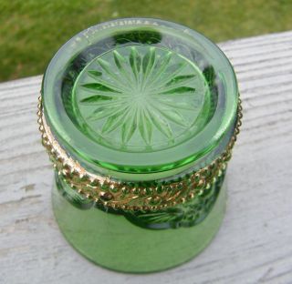  1890 RIVERSIDE EMERALD GREEN GLASS NIAGARA FALLS SOUVENIR CUP TUMBLER