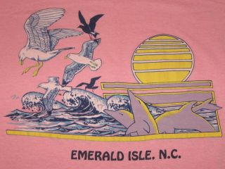 Vintage 80s Emerald Isle North Carolina T Shirt Large Surf Skate Beach