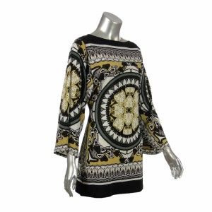 Eva Varro Womens Scarf Kimono Sleeve Print Tunic Top M