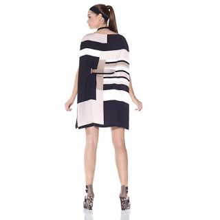 DKNYC Satin Colorblock Split Sleeve Dress with Sash