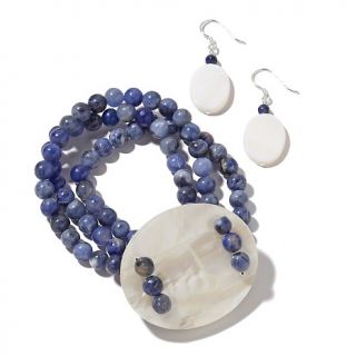 171 177 sally c treasures mosaic white shell and sodalite bracelet and