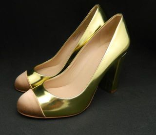 JCrew Etta Cap Toe Metallic Pumps $248 6 Platform Metallic Gold Shoes